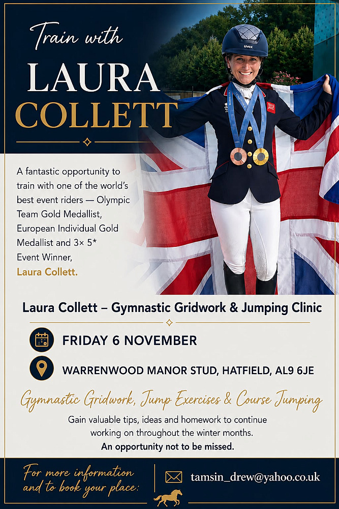 6th and 7th November 2026 - Laura Collette clinic at Warrenwood